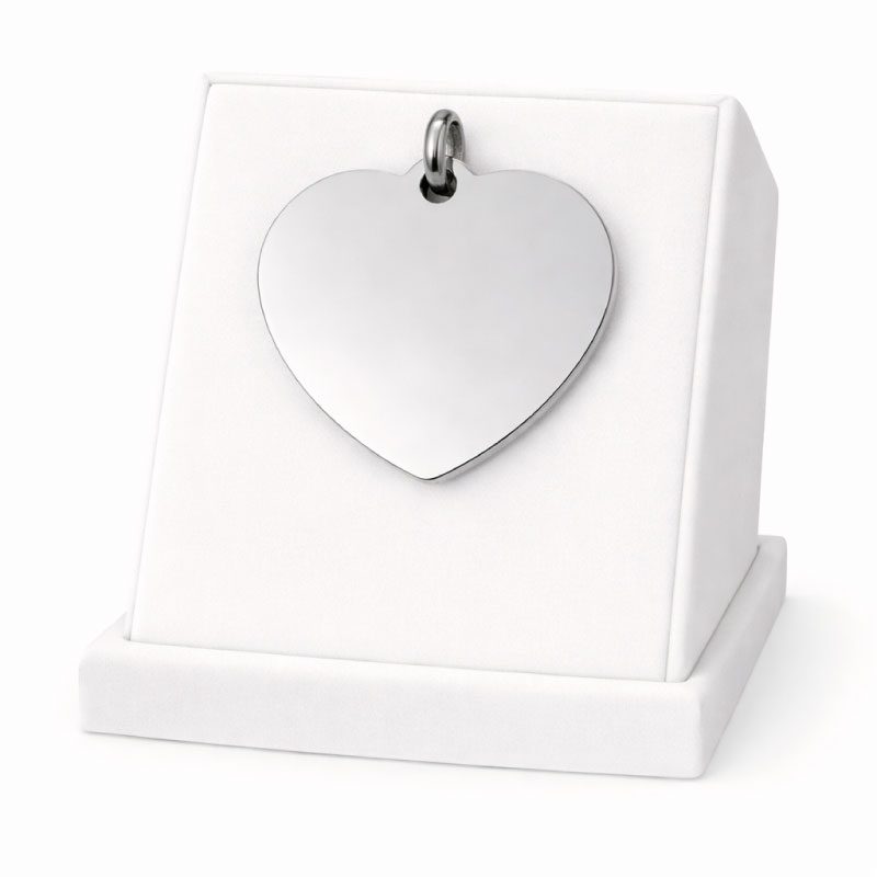 Médaille Coeur Personnalisée - Gravure Laser - Argenté - 33x34mm