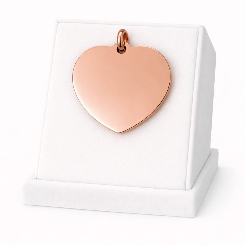 Médaille Coeur Personnalisée - Gravure Laser - Or Rose - 33x34mm