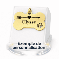 Médaille Petit Os Patoune Personnalisée - Gravure Laser - Or - 20x40mm