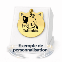 Médaille Chat Ronde Personnalisée - Gravure Laser - Or - ⌀28mm